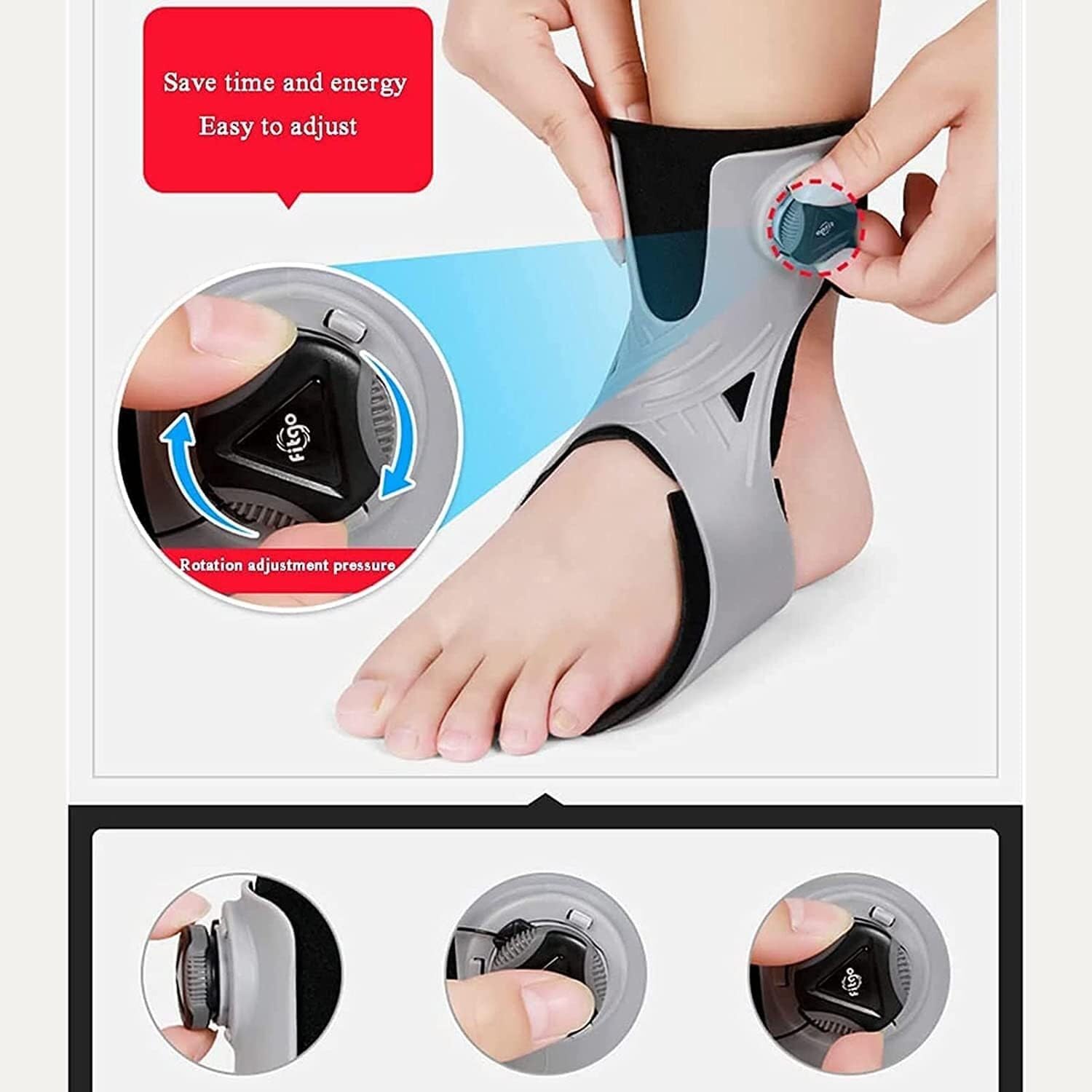 Ortesis para pie caído, Soporte de Tobillo y pie Ajustable con caída estabilizador for flácido Movimiento dorsiflexión(Left,M)