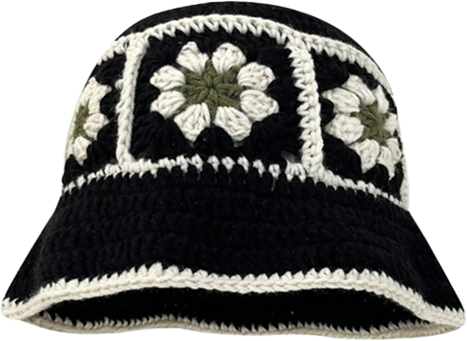 Women Crochet Bucket Hats Handmade Cloche Hats Knitted Beanies Floppy Fishing Hat Floral Cap Striped Trendy Outdoor