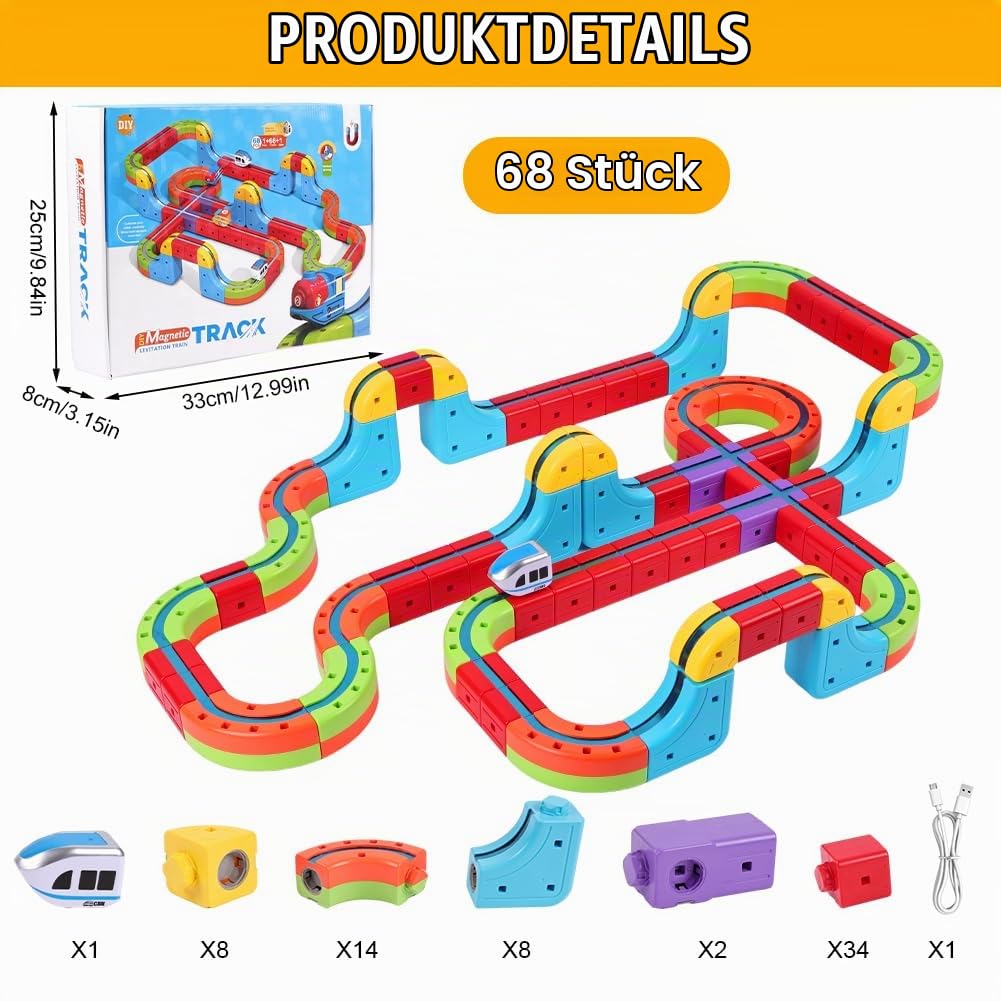 68 Stück Clickrail Electric Train Set, Magisches Schienen WüRfel Zug