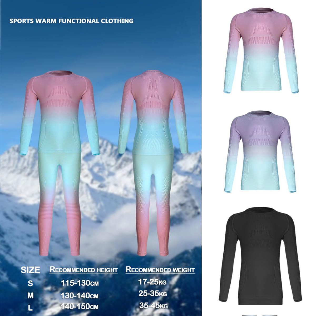 Thermounterwäsche Kinder Sportunterwäsche Skiunterwäsche Jungen Mädchen Funktionsunterwäsche Set Thermoshirt Herren Fussball