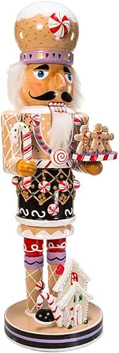 Kurt Adler 16-Inch Wooden Gingerbread Christmas Nutcracker (Color May Vary),Brown/Beige