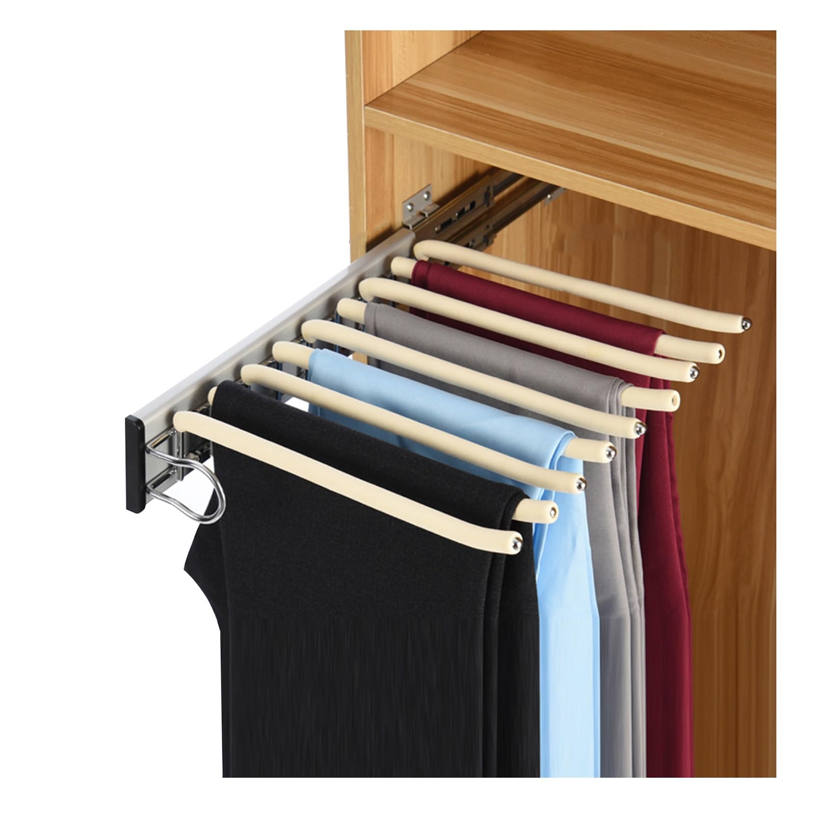Porte-pantalons extensible en acier inoxydable robuste avec cintres télescopiques