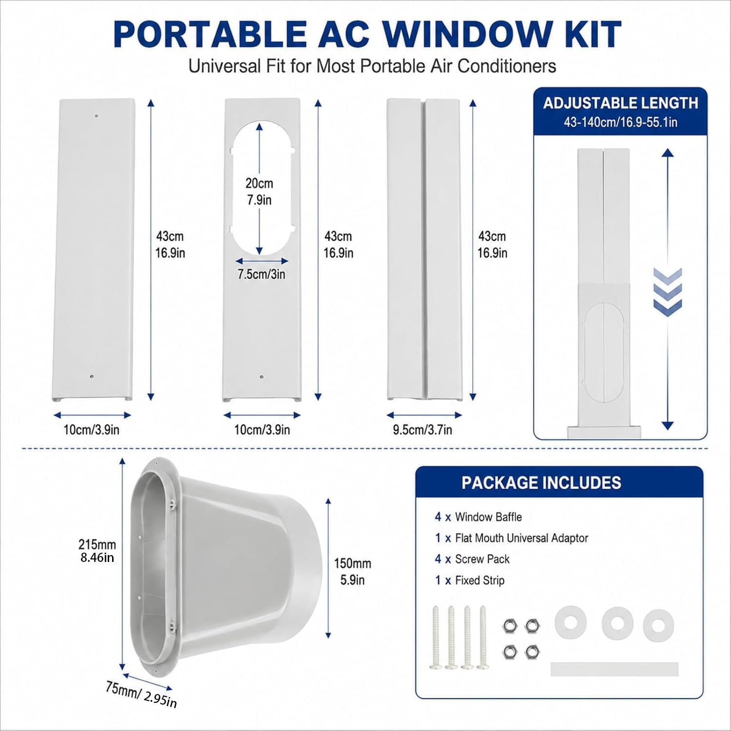 kit di finestre con condizionatore d'aria portatile lvifloae 4pcs deconnottamento della finestra scorrevole regolabile con un pannello di tenuta senza soluzione di continuità 150