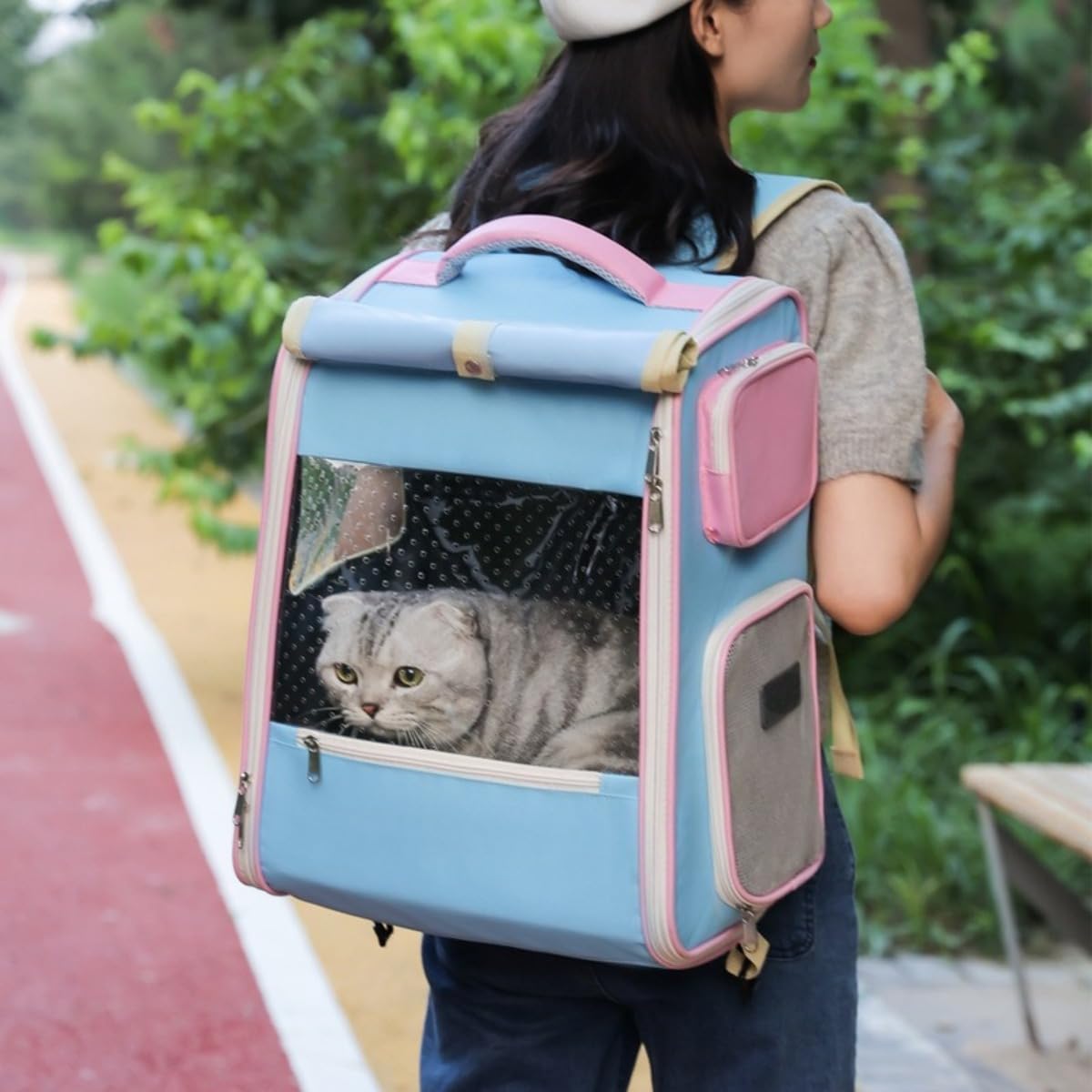 ペットキャリーバッグ キャスター付き 軽量 おしゃれ 猫 犬用 リュック 小型犬 キャリーケース 避難 防災 メッシュ 通 【LitaiL】