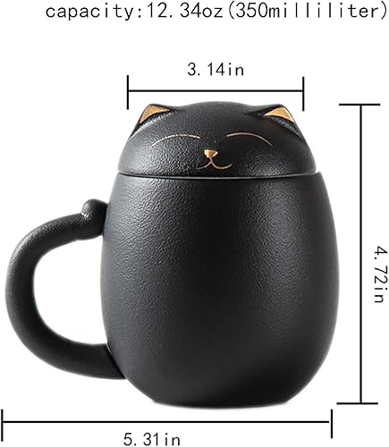 Miniatura 8 de DUANMUL Taza de café de cerámica con infusor y tapa, filtro para remojar hojas sueltas, posavasos kawaii, taza de té novedosa para la mañana, taza