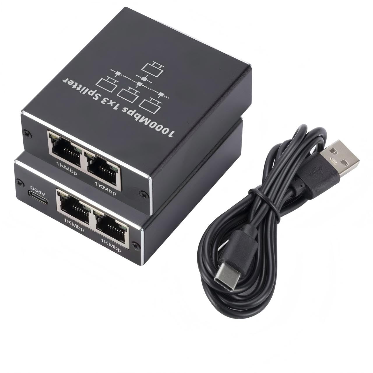 Conmutador Gigabit Ethernet 1 a 3 puertos LAN de 1000 Mbps con alimentación USB C para red 8