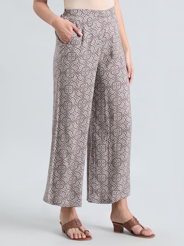 Image of GO COLORS Soft Viscose Printed Palazzo Full Length for Women| Breathable, Mid Rise