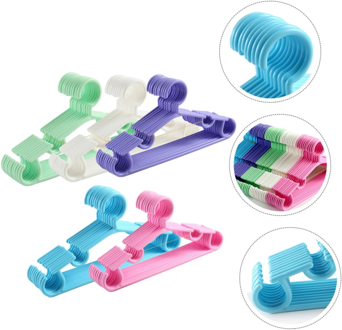 Cabilock 50pcs Boys and Girls Hangers for Closet Nursery Plastic Coat Hangers Sturdy Space-Saving Children's Clothes