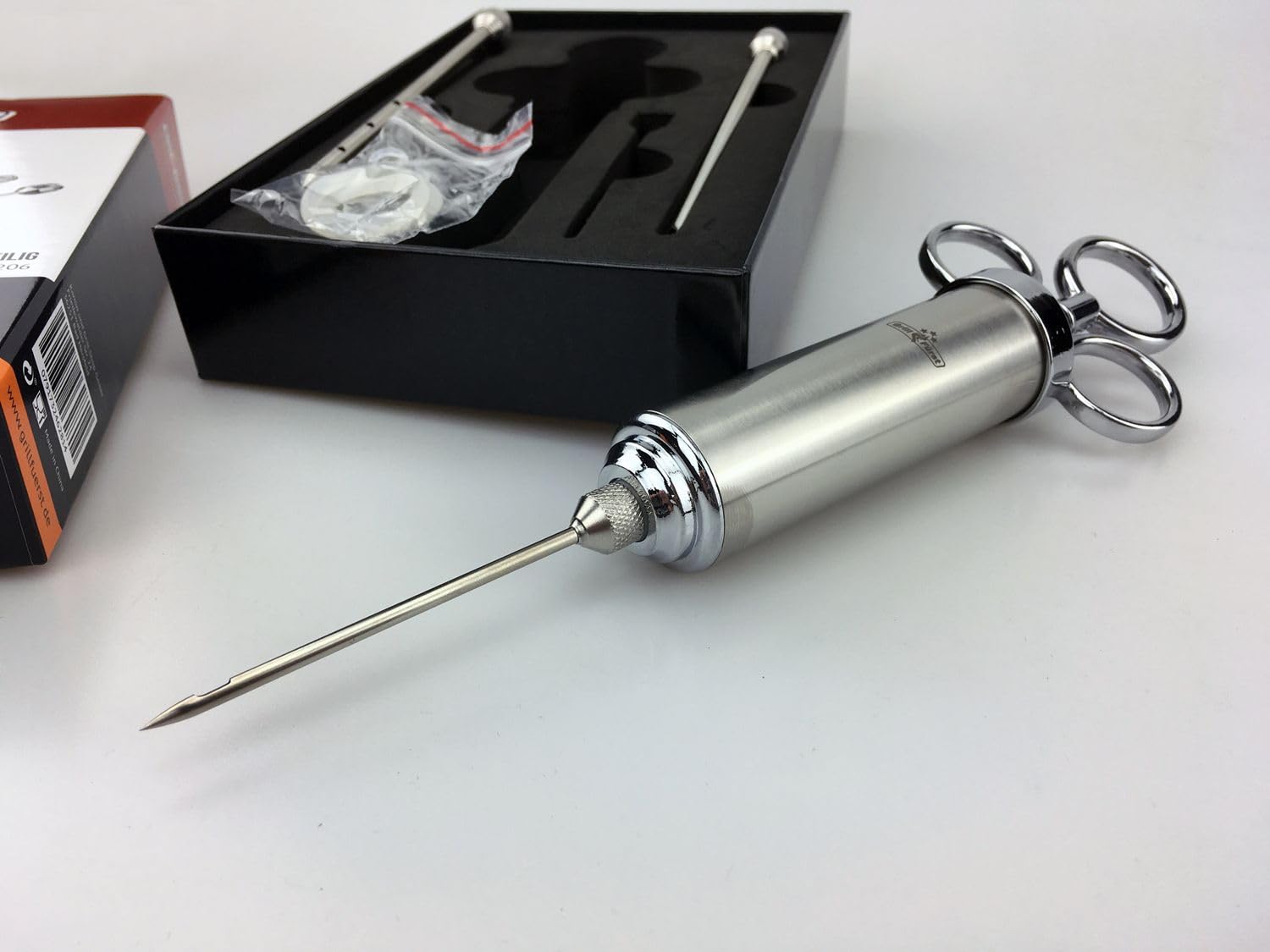 Grillfürst siringa per marinate in Acciaio Inox 60 ml Set 3 Aghi per arrosti BBQ