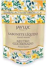 Sabonete Líquido Hidratante Neutro Glicerinado Sachê Jay Luc 400Ml, Sabonete Líquido Neutro Glicerinado, Amarelo, Todos Os Tipos De Pele, Elimina 99,9% Das Bactérias, Refil Embalagem Econômica
