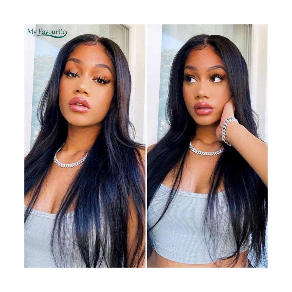 Perruque cheveux humains brésiliens HD lace frontale lisse