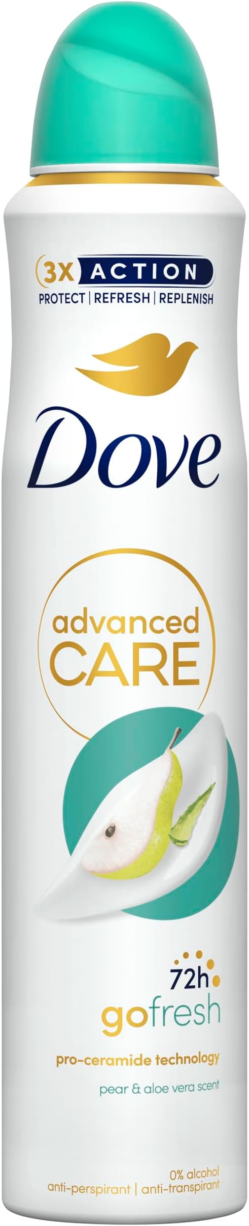 Advanced Care Go Fresh Pear & Aloe Vera Scent Anti-Perspirant Aerosol Women's Deodorant Spray with Pro-Ceramide technology for 72 hour protection against sweat and odour 200 ml