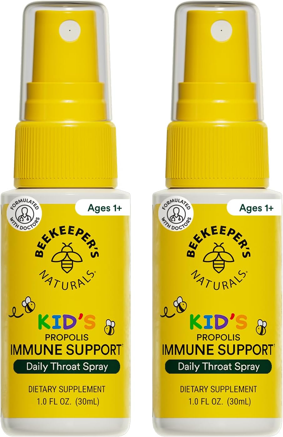 Kids Propolis Throat Spray 95% Bee Propolis Extract - Natural Immune Support & Sore Throat Relief, Antioxidants & Gluten-Free, 1.06 oz (Pack of 2)