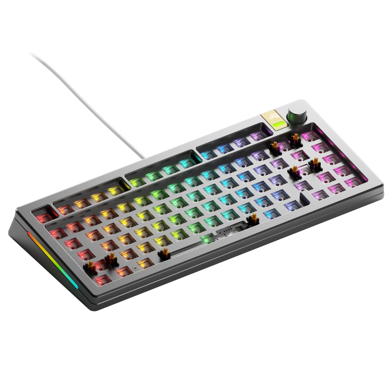 Photo 1 of Glorious Gaming GMMK 3 PRO HE Barebones Keyboard: 75% TKL Hall Effect, 8K Polling, Aluminum Body, Gasket System, Supports MX & Magnetic Switches, ANSI Layout (Silver)