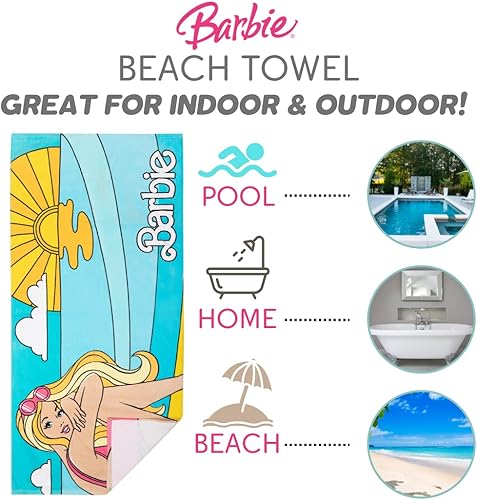 Miniatura 3 de Barbie - Toalla de baño, piscina, playa de algodón súper suave, 58 x 28 pulgadas, (producto oficial de Barbiecore) por Franco & Collectibles Barbie