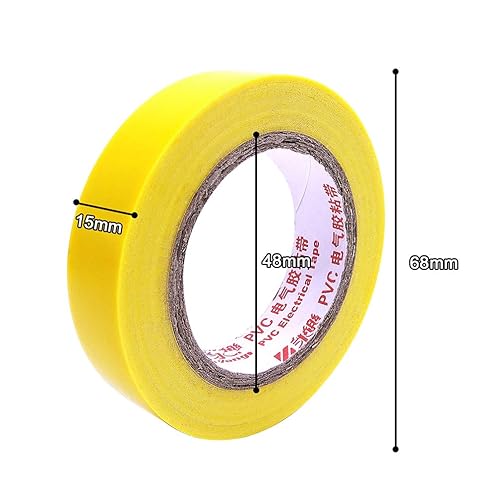 Miniatura 4 de Maveek 10 rollos de cintas eléctricas de PVC, autoadhesivas, impermeables, aislantes amarillas, clasificadas hasta 600 voltios y 176 F, 0.6 x 49.2
