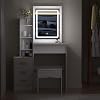 Dressing Table with LED Lights, Vanity Table with Adjustable Brightness Mirror Sliding , Dressing Table With Mirror and Stool, Vanity Makeup Table with 4 Drawer 7 Shelves Dresser Make Up Desk (White)