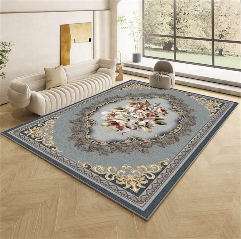 Tapis facile à nettoyer gris 160x200 pour salon et chambre enfant