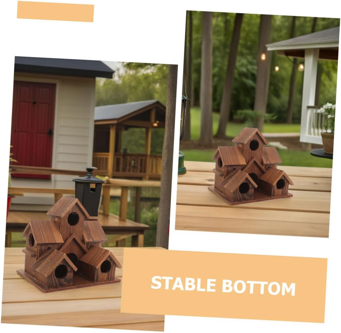 TEHAUX 2pcs Rustic Wooden Birdhouse for Outdoor Hanging, Wild Bird Nesting Box Cottage Style, Garden Wood Bird Feeder Nest Box for Backyard Wildlife Viewing