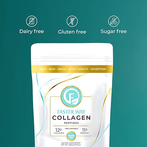 Miniatura 2 de Faster Way - Péptidos de colágeno - 0.44 oz de colágeno hidrolizado + 0.43 oz de proteína por porción - cabello, piel y uñas - Aminoácidos