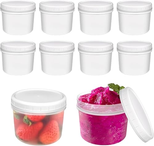Miniatura 9 de Paquete de 10 recipientes de plástico pequeños reutilizables de 4 onzas con tapas de rosca, pequeños recipientes para congelador de almacenamiento
