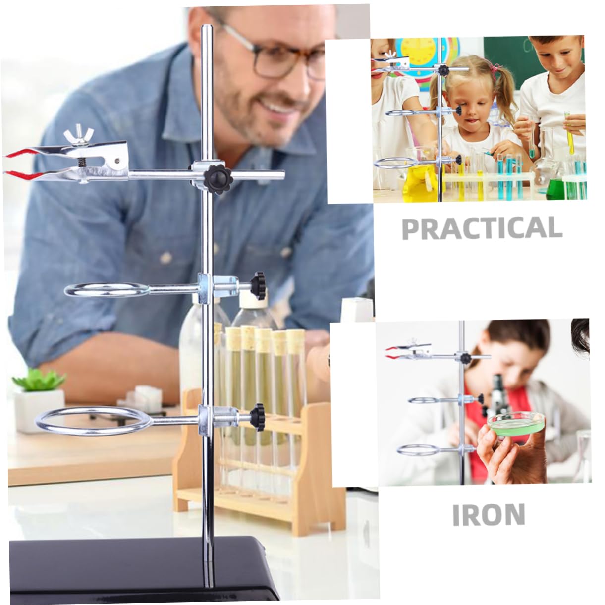 Ciieeo Supporto da Laboratorio in Metallo Supporto per Imbuto e Morsetto per Esperimenti Fisici e Chimici