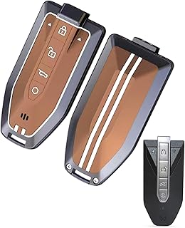 KEYCOVERA Metal Striped Key Cover And Key Chain Compatible for Mahindra XEV 9e and BE 6 Luxury 6 Button And 7XO 4 Button S...