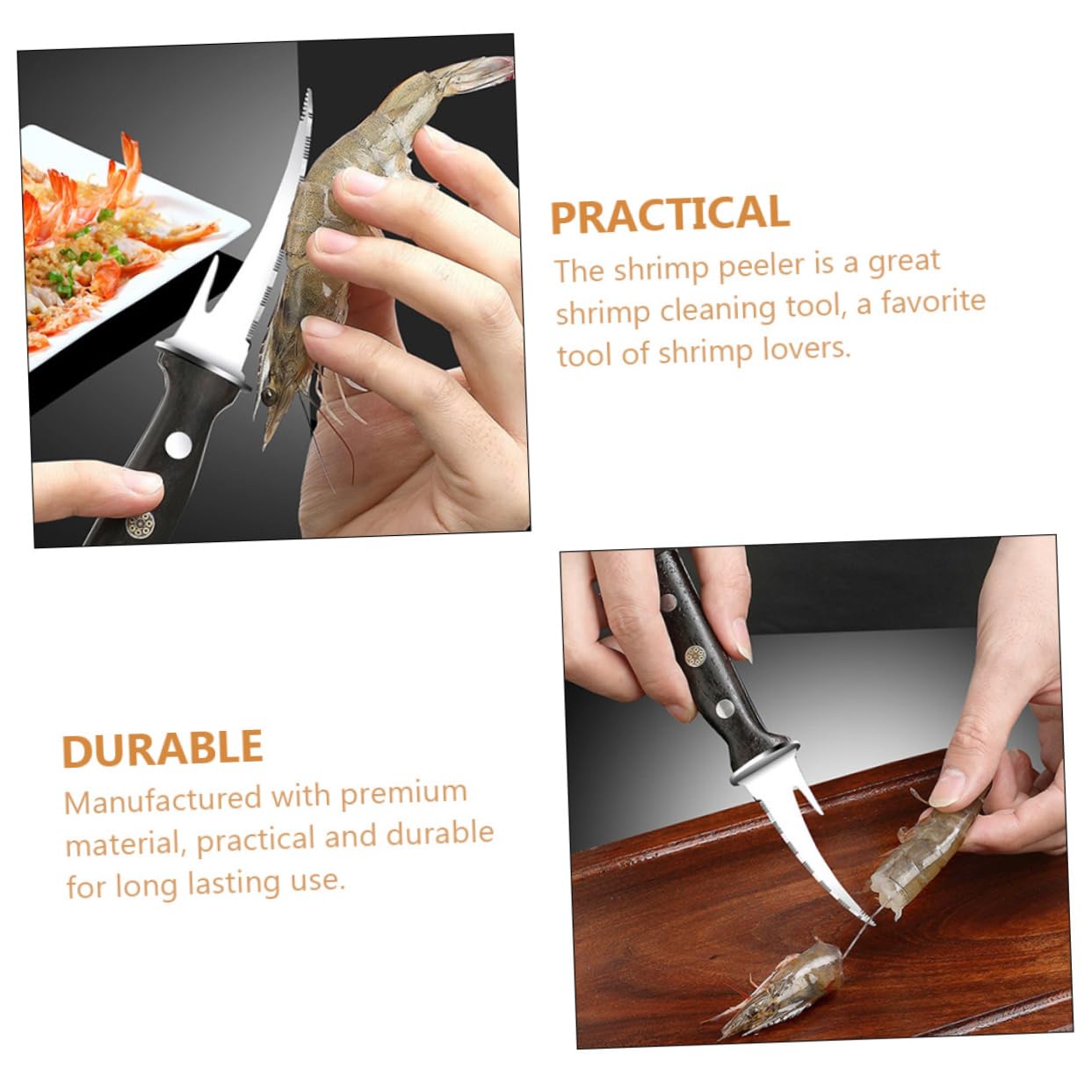 SOLUSTRE Handle Shrimp Line Cutter Stainless Steel Shrimp Cleaning Tool Compact Design for Home Restaurant Use Comfortable Operation