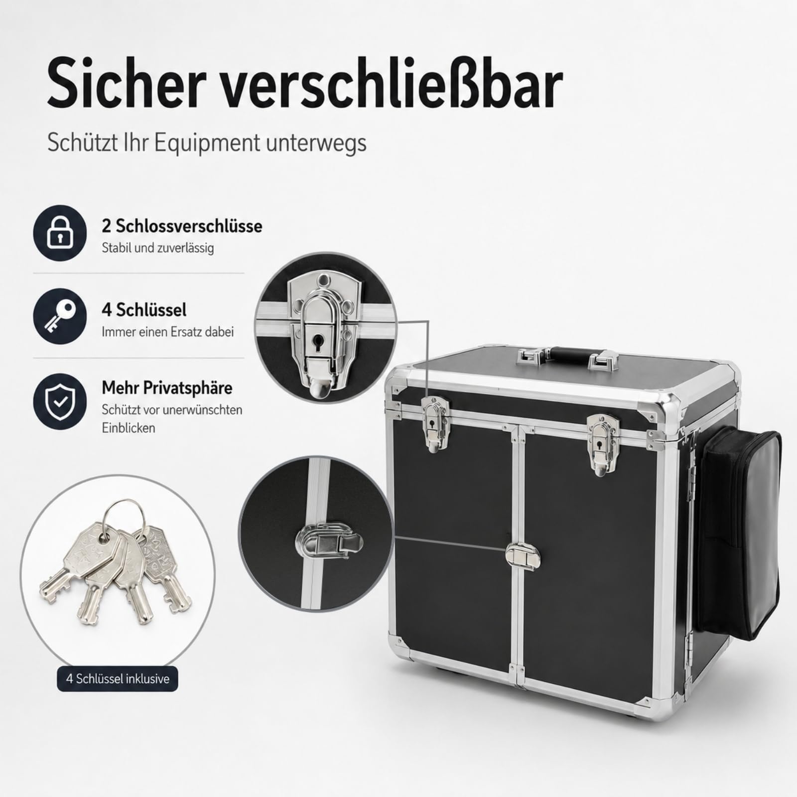 Fußpflege Koffer 46x29x42cm Werkzeugkasten Mobiler Fußpflegekoffer Nageldesign Koffer für Fußbadgeschäfte, Massagesalons, Schönheitssalons (Schwarz+Silber)