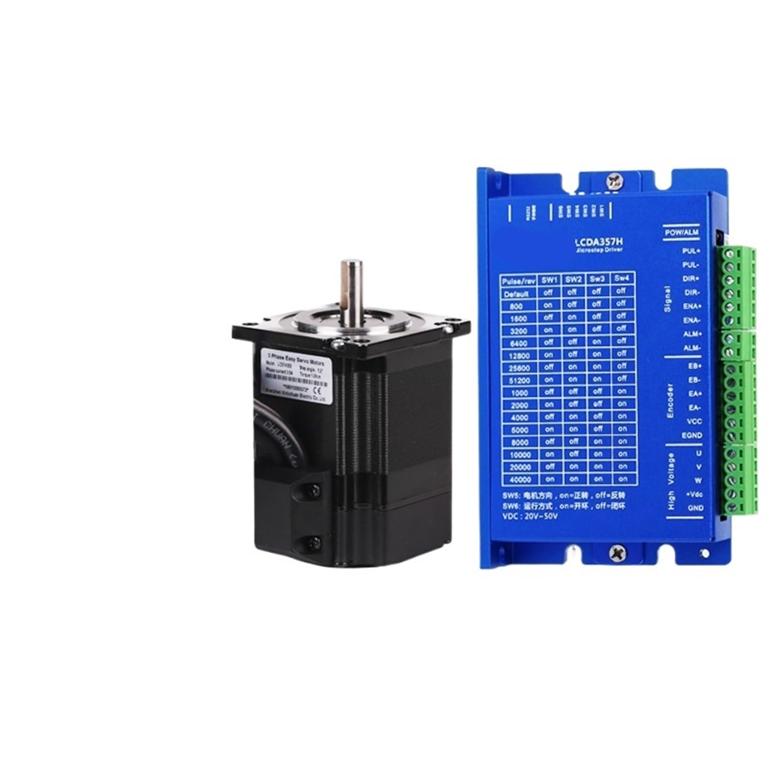 Driver pas à pas boucle fermée 3 phases LCDA357F avec moteur LC57H3100 pour commande numérique CNC