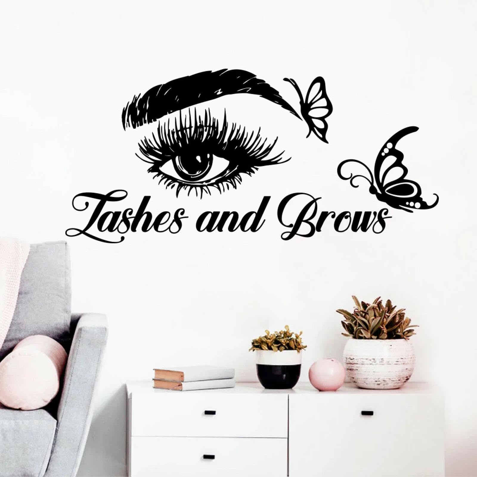 YOUOUSI Beauty Salon Quotes for Eyelash Butterfly wall Stickers, Cosmetic Shop wall Stickers, Bedroom Vinyl Decorative wall Art Decals