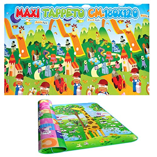 Dimensioni : 180x120 cm Aurora Store Maxi Tappeto Ripiegabile con Animali Fattoria Tappetino cameretta Gioco per Bambini Gioco Grande per casa e all\'aperto 180x120 cm Isolante Imbottito Gomma Impermeabile