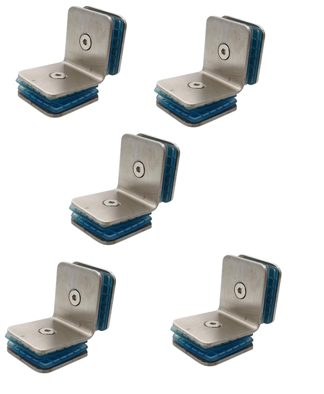 Stainless Steel Glass Bracket with Blue Cushion Pads, Wall Mount Support, L Connector for Glass Fitting (WALL to Glass Connector, 4) — Amazon image 4