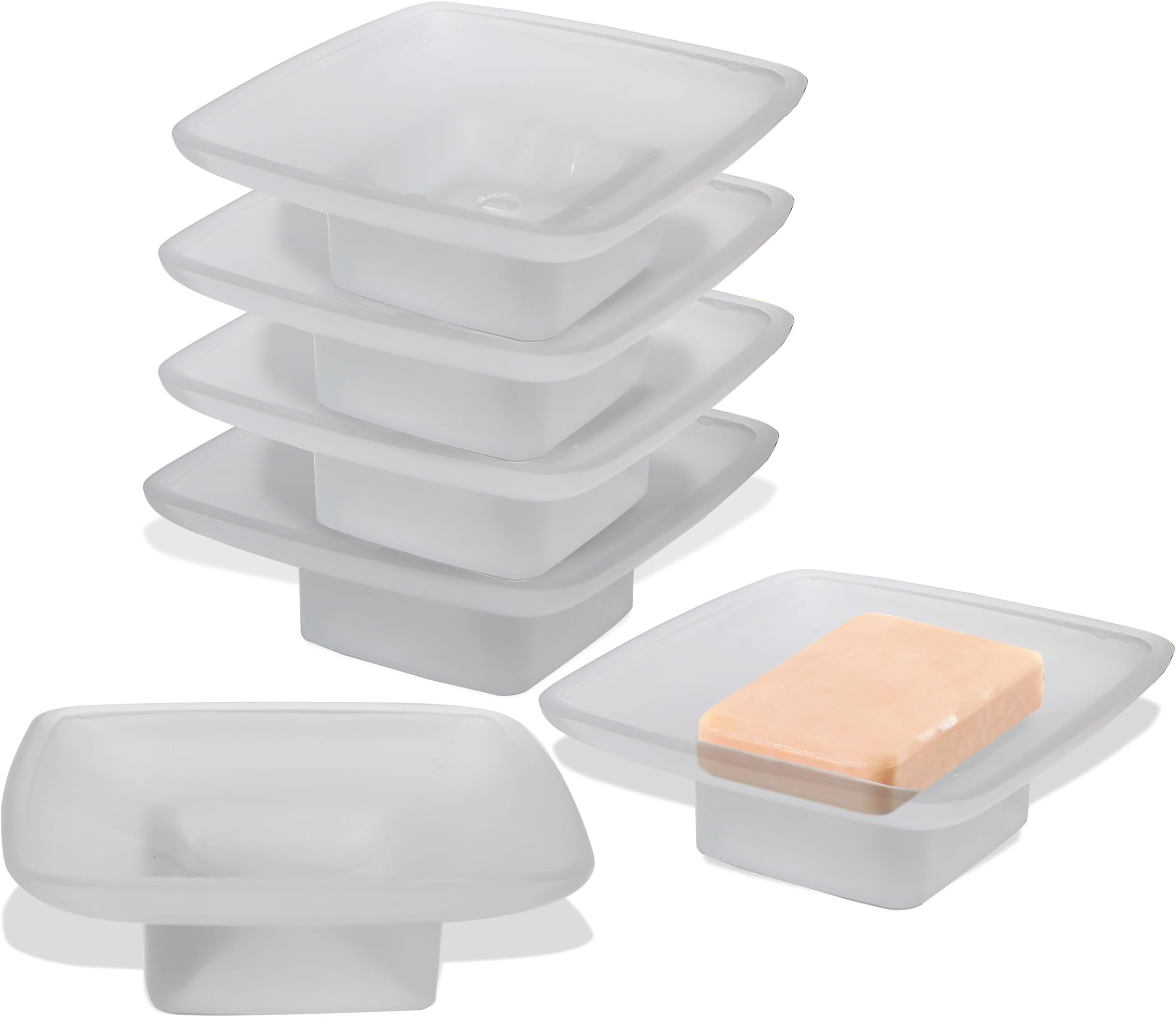 Glass Soap Dish Frosted Square Soap Holder for Bathroom & Kitchen (6 PCS)