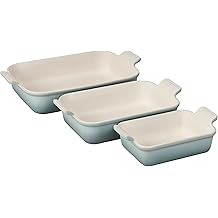 Le Creuset Stoneware Heritage Set 3 Rectangular Dishes, Sea Salt