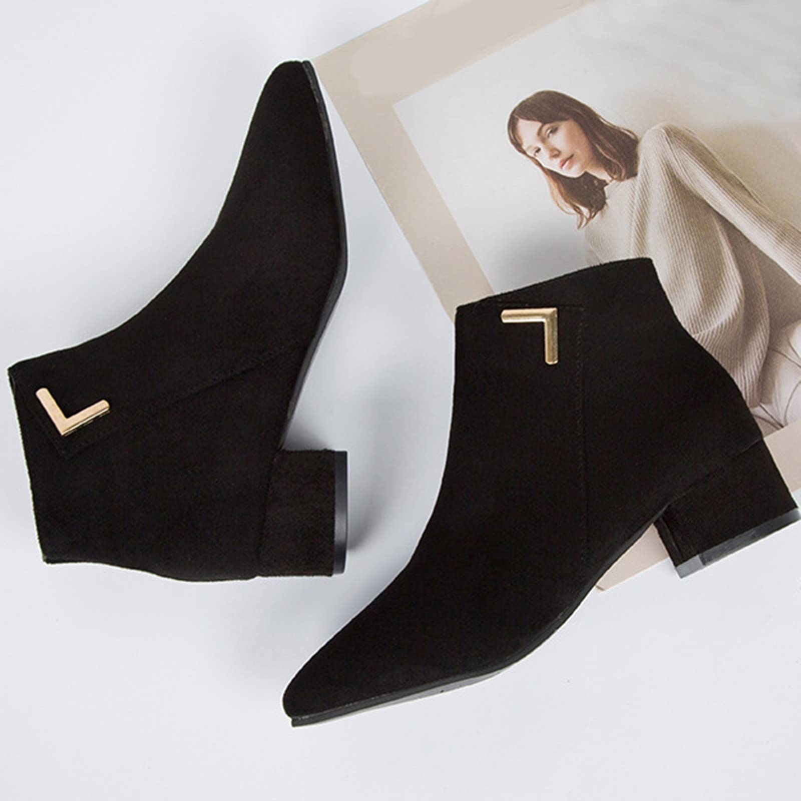 Stivaletti da donna con tacco, originali Chelsea Boots, classici alla caviglia, caldi, invernali, in gomma, da equitazione, da cowboy, da donna, da giardino