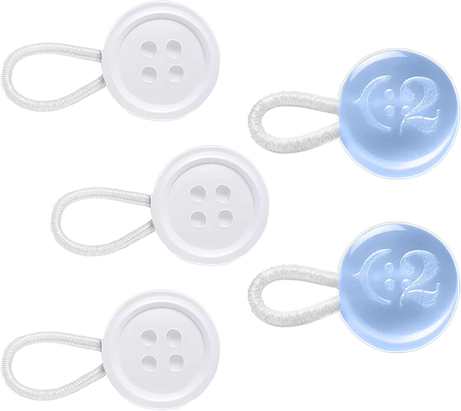C2 Elastic Shirt Collar Extender - 5 Pack Neck Extender for Dress Shirt - Non-Metal Button Extender for Dress Shirts - 3 Sizes: Small, Regular, and Large - Light Sky Blue