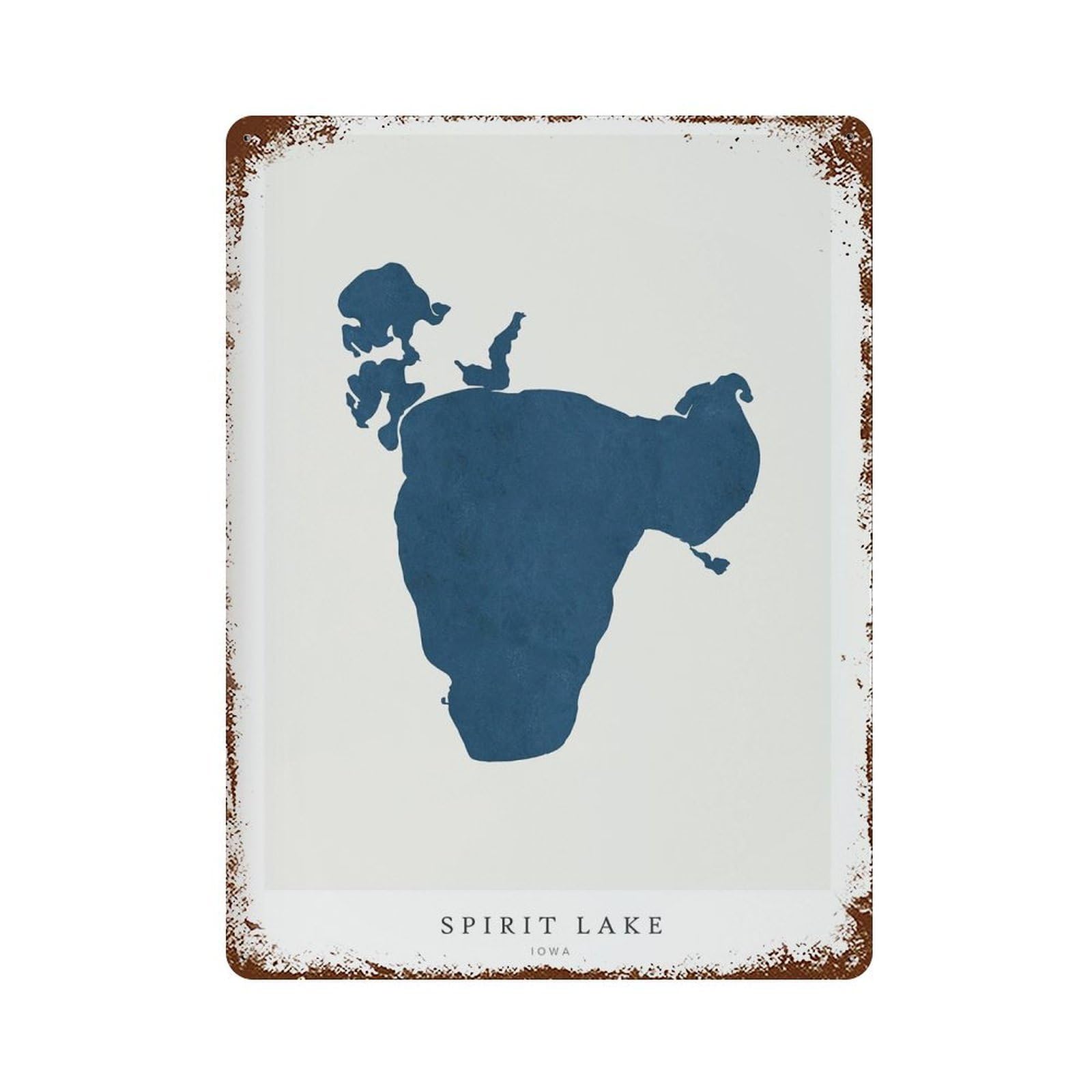 xiaoxiaoshen Spirit Lake Map House Gift Iowa Wall Decor Art Metal Tin Poster Modern Home Decor Art Home Bar Shop Decorations Vintage Sign 40x30cm