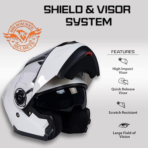 Miniatura 5 de Cascos Milwaukee Helmets Avanzados Modulares de Cara Completa para Motociclistas con Visera Desmontable