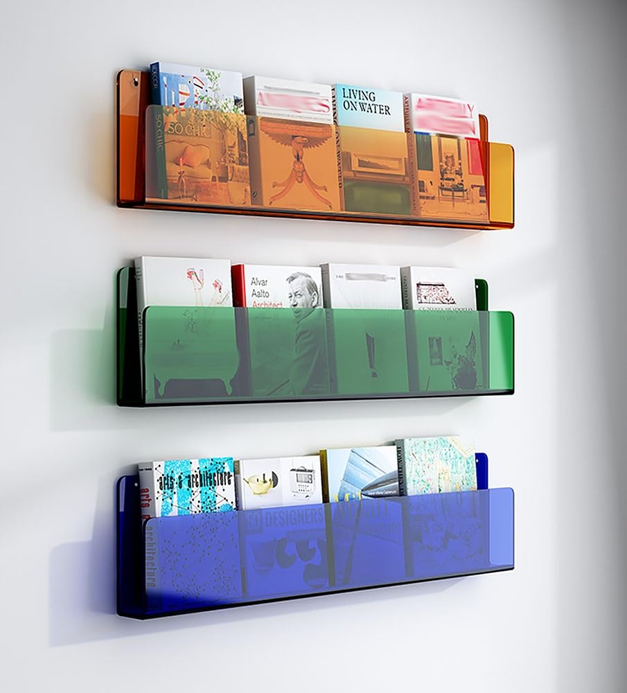Estante de pared para revistas hecho de acrílico, soporte para folletos, estante de exhibición de literatura para organizar libros, catálogos, archivos de periódicos, paquete de 1, 2, 3 unidades