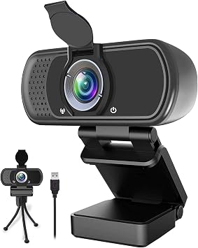 1080P Webcam,Live Streaming Web Camera with Stereo Microphone, Desktop or Laptop USB Webcam with 110-Degree View Angle, HD Webcam for Video Calling, Recording, Conferencing, Streaming, Gaming