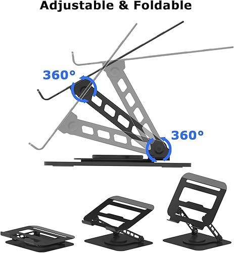 Miniatura 4 de Adjustable Laptop Stand, 360 Rotating Computer Riser, Stable Base Stand Holder for MacBook ProAir Notebook up to 16 Inches, Black