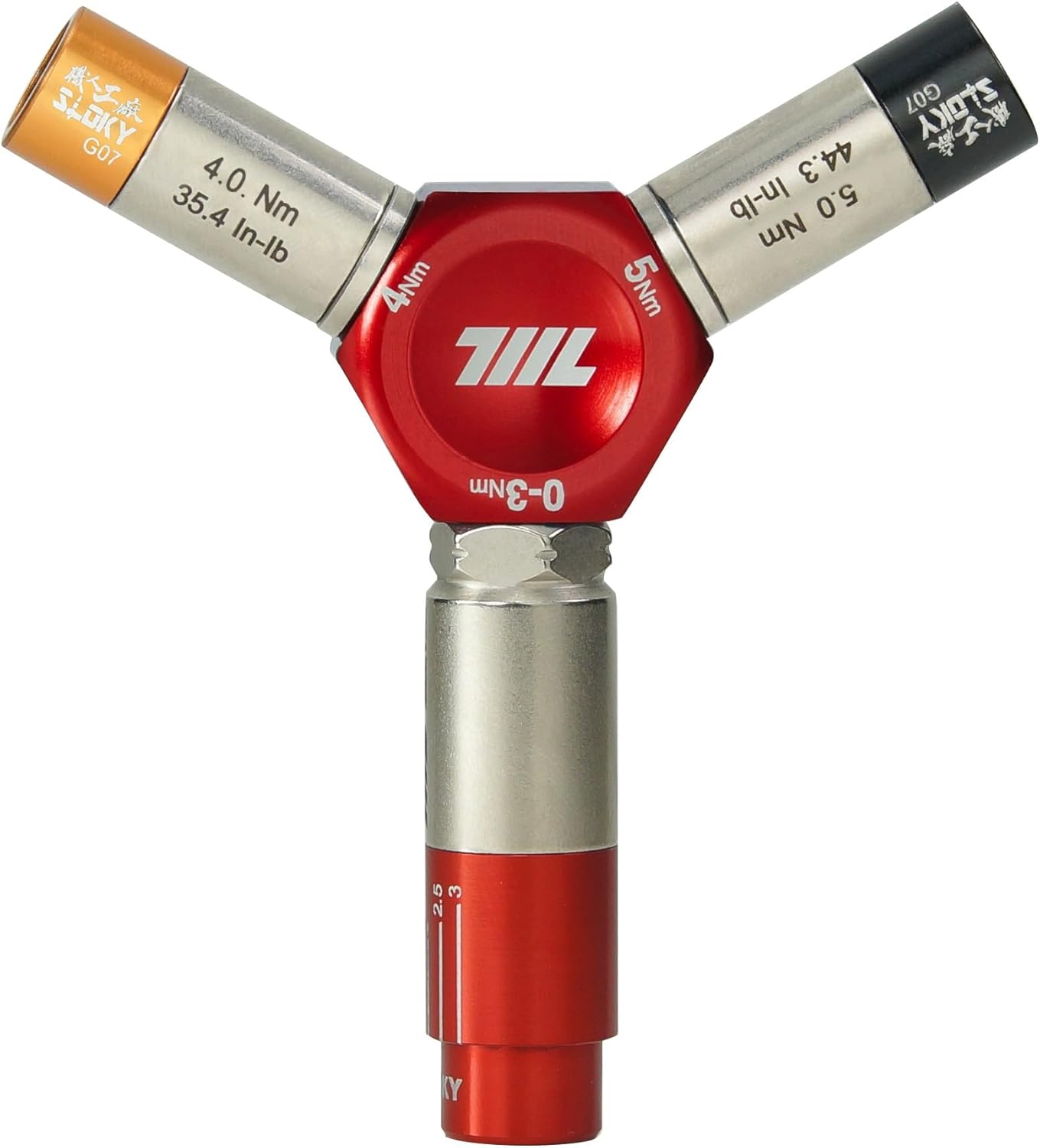 711L EDC Y Torque Driver | 3-in-1 Bicycle Precision Fastening Tool | 0-3Nm Indexed & 4/5Nm Fixed Torque Wrench | 1/4" Hex Bit Holder (Red)