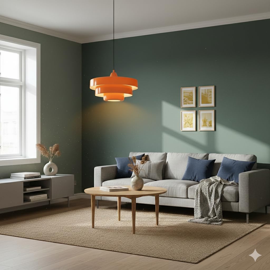 BARCELONA LED Pendelleuchte MACARRON E27 Bauhaus Orange | Metall, 3-lagiger Schirm, Höhenverstellbar, Max.40W, Für Wohnzimmer, Esszimmer, Schlafzimmer, Restaurant, Hotel