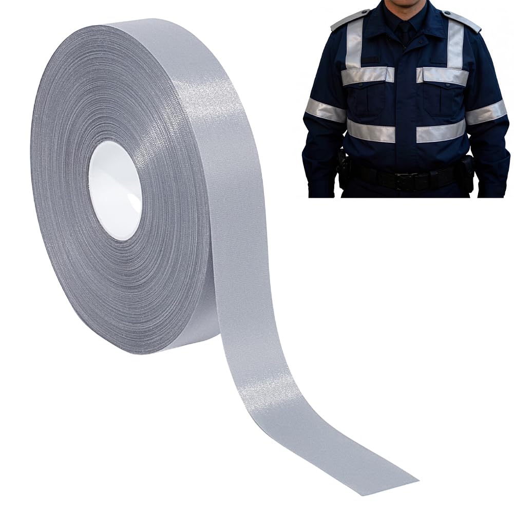 NBEADS 27.34 Yards/25m Reflective Tape, 25mm Wide High Visibility Fabric Tape Reflective Sew On Tape DIY for Clothing, Worksuits, Rain Coats, Jackets, Safety Protection, Silver