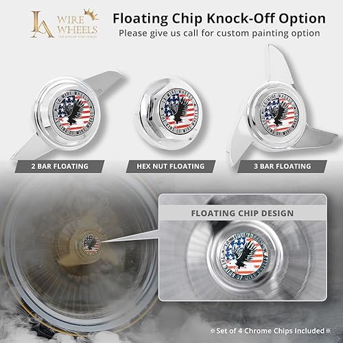 Miniatura 3 de 13 x 7 pulgadas  Encaje recto inverso de 100 radios  Incluye 4 golpes, 4 adaptadores y herramienta  Llantas de 13 pulgadas  Acabado cromado