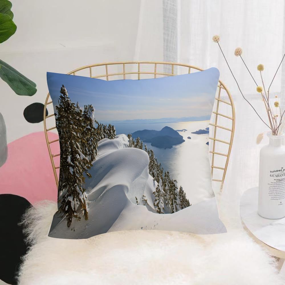 HYMSXW Cushion Cover,Throw Pillow Case Home Decorative for Living Room Bedroom Sofa Chair 20X20 Inch,Winter, Pacific Ocean, Mountains, Vancouver, Colombia, Mountains,Pillowcase 50X50cm