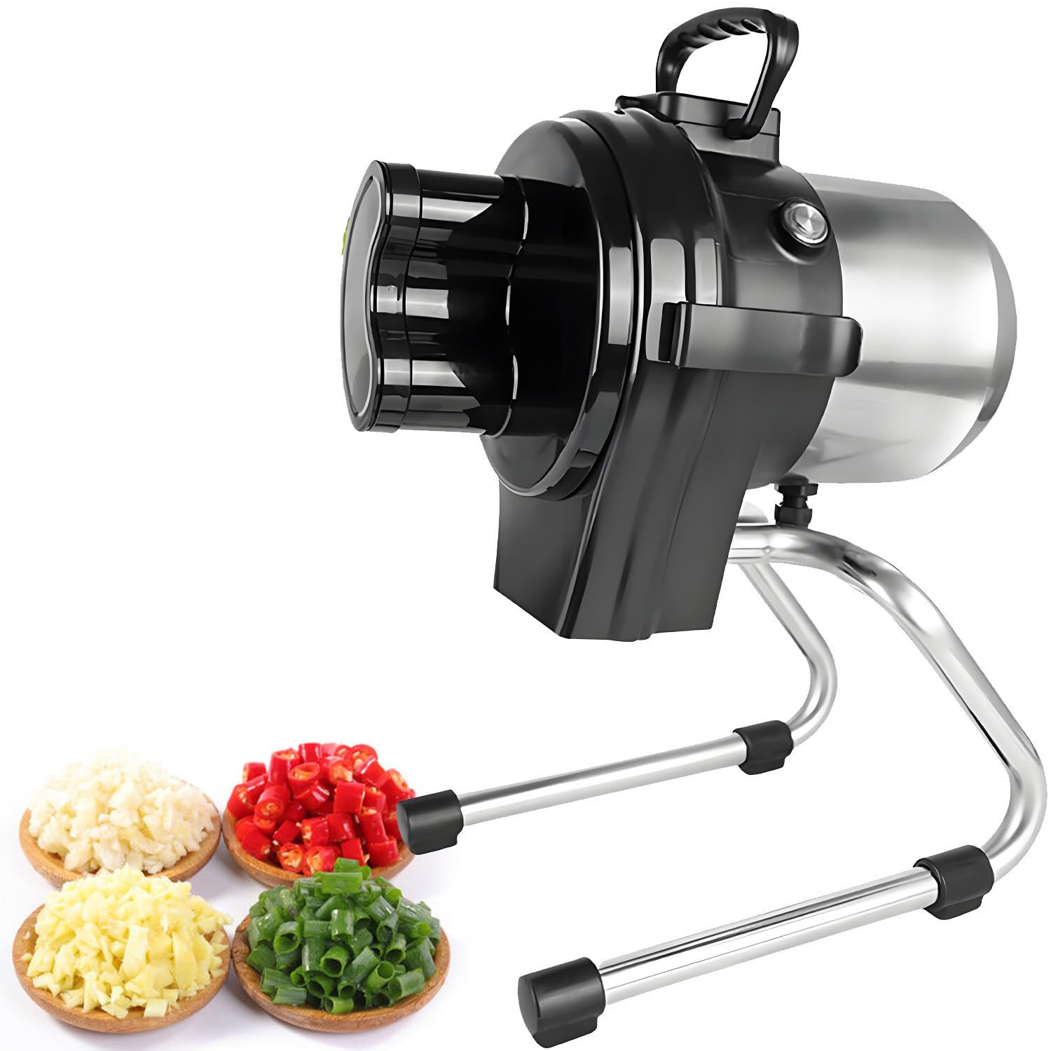 UORDBY Electric Green Onion Chopper, Commercial Vegetable Slicer 110W 6000 RPM with 1-5mm Adjustable Thickness, Removable Washable Parts, Suitable for Leek, Chili, Celery C