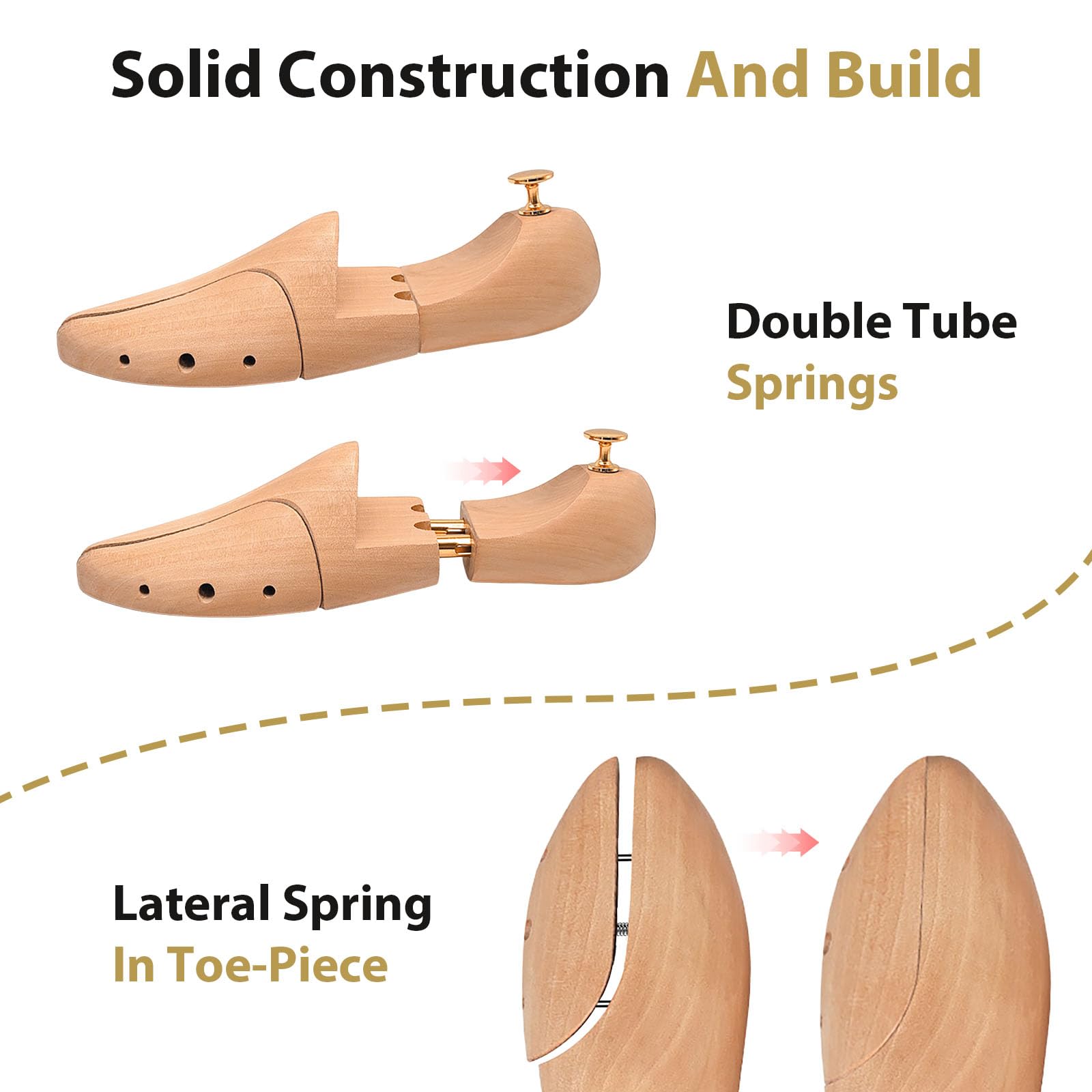 Horma de Zapatos de Madera de Pino para Hombre y Mujer, Moldeador y Ensanchador de Zapatos, Prolonga la Vida Útil y Mantiene la Forma, Diseño Elegante, 1 Par de Hormas de Alta Calidad