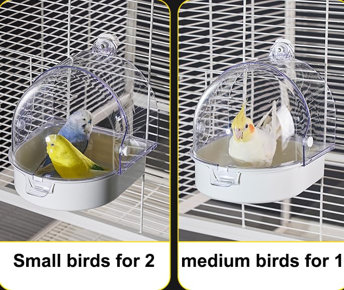 Image of Hanging Brid Bath with Feeder for Cage, 3 in 1 Multifunction Bird Bath /Bowl /House, Bird Cage Accessories Suitable for Small to Medium Birds, Like Lovebirds, Finches, Parakeets, Mannikin